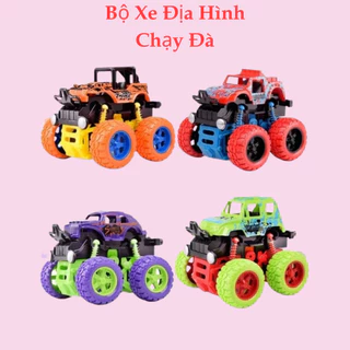 Ô tô đồ chơi combo 4 xe địa hình mini cho bé trai nhào lộn 360 độ chạy đà cực đầm