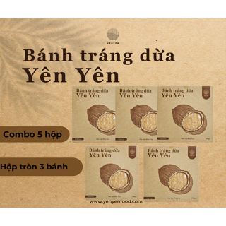 COMBO 5 Hộp Tròn - Bánh Tráng Dừa đặc sản Phú Yên - Thơm Giòn Béo Cay