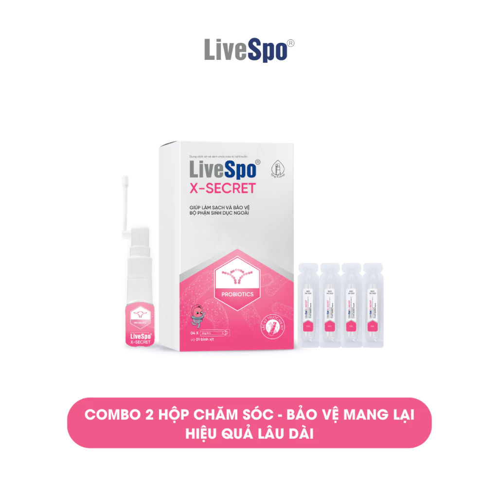 [Tặng Kèm Máy Rửa Mặt] Combo 2 LiveSpo XSECRET dạng xịt - Chăm sóc và bảo vệ phụ nữ hằng ngày (4 ống x 20ml)