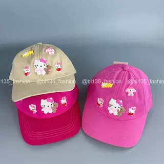 Nón kết trẻ em [2-6 tuổi] gắn sticker Hello Kitty dễ thương, mũ lưỡi trai cho bé trai/bé gái chất vải cotton - BL135