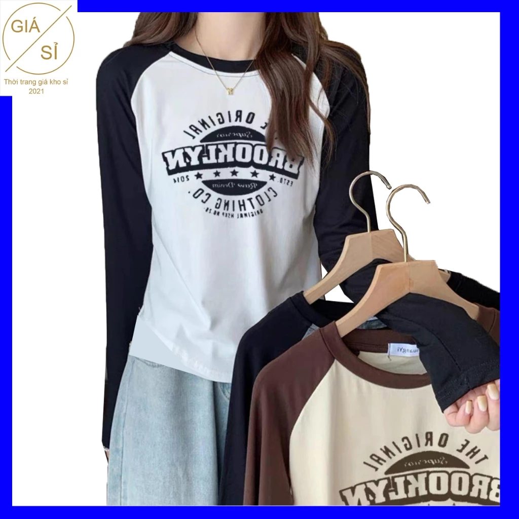 Áo thun dài tay nữ thun cotton co giãn thoáng mát thấm hút mồ hôi in hình đơn giản trẻ trung thời trang bán chạy giá rẻ