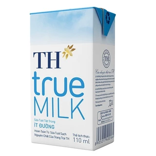 Lốc 4 hộp sữa TH True milk ít đường 110ml