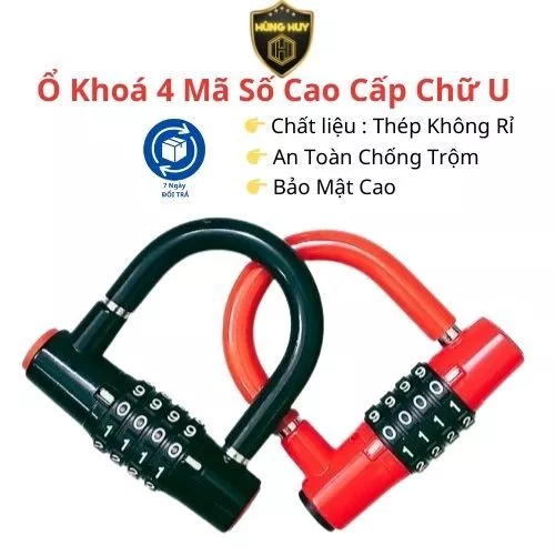 Ổ khoá số, khoá cài mật mã 4 số chữ U siêu bền, chống trộm