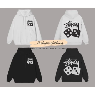 Áo hoodie Stussy xúc xắc nỉ cotton đã xử lí không xù lông cao cấp có dây