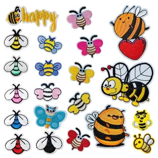 Sticker ủi nhiệt thêu logo hình con ong chăm chỉ - Miếng dán ủi trang trí quần áo ba lô N58