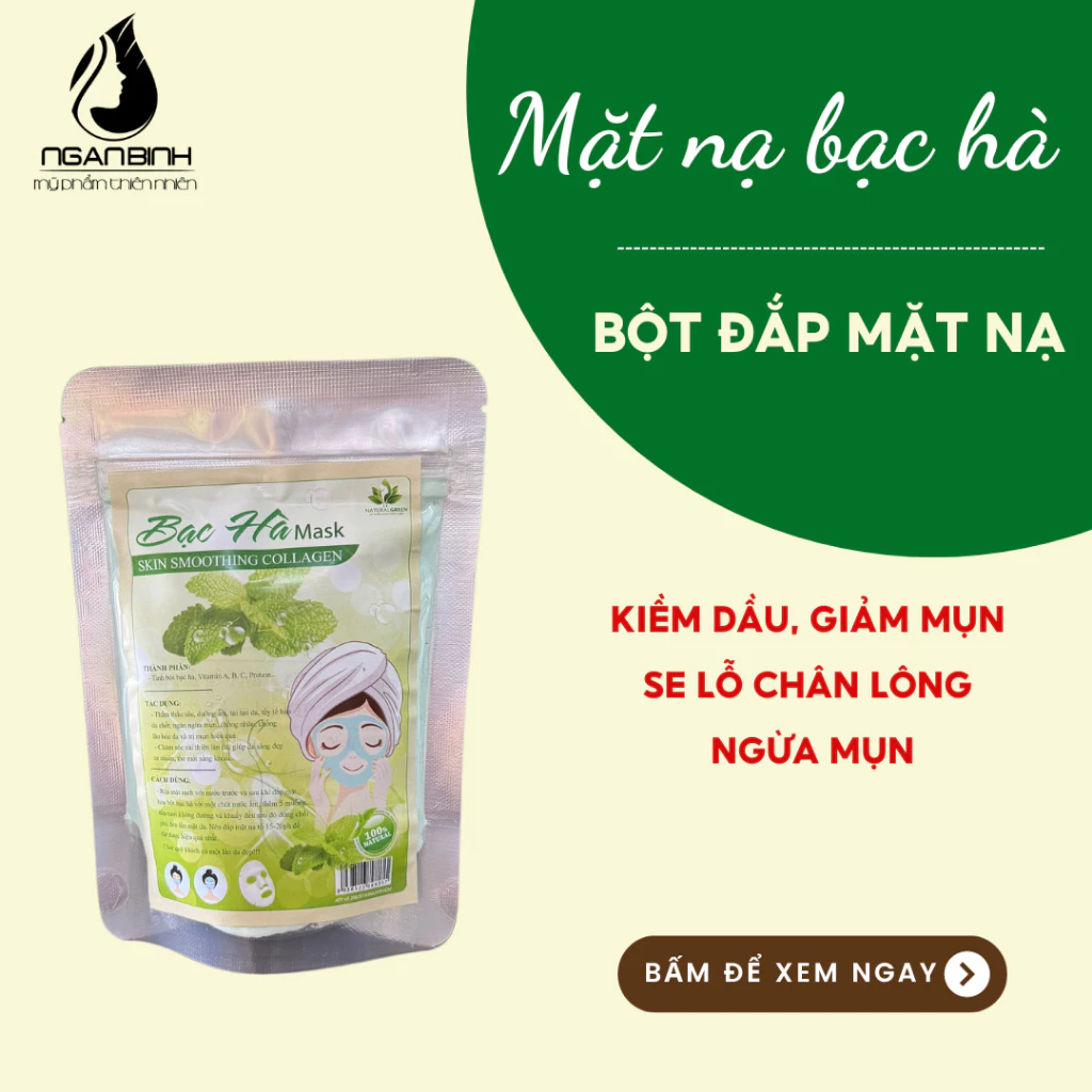 Mặt nạ mask bạc hà giúp trắng da, loại bỏ sắc tố, chống lão hóa, loại bỏ nếp nhăn