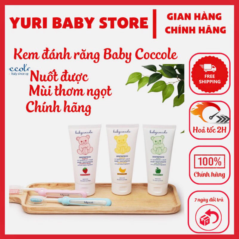 Kem đánh răng nuốt được Baby Coccole chín hãng cho bé từ 6 tháng