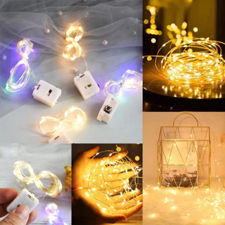 Dây đèn led trang trí fairylight đom đóm có sẵn pin dài 1m-2m KND02