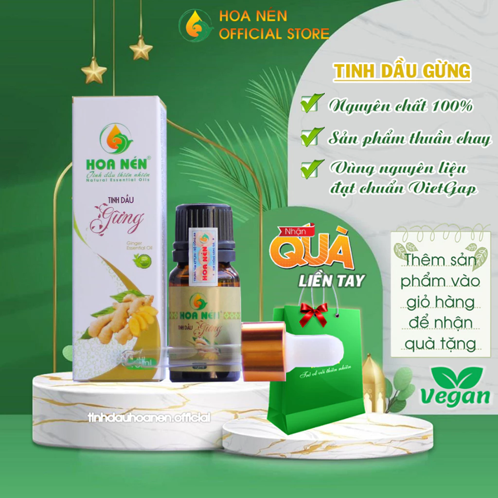 Tinh Dầu Gừng Nguyên Chất Hoa Nén 5ml - Tinh chất từ cũ gừng tươi - Có kiểm định chất lượng chặt chẽ