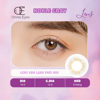 Kính áp tròng Noble Gray ONNEEYES dòng lens cận sử dụng 6 tháng màu xám vân nâu cam giãn tròng tự nhiên G.dia 12.8mm