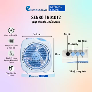 Quạt bàn đảo 3 tấc Senko BD1012 Cao cấp - Màu ngẫu nhiên - Hàng chính hãng