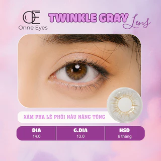 Kính áp tròng Twinkle Gray ONNEEYES dòng lens cận sử dụng 6 tháng màu xám vân nâu cam nâng tông giãn tròng vừa 13.0mm