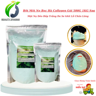 Bột Mặt Nạ Dẻo Bạc Hà Collagen | Mặt Nạ Đắp Trắng Da Ngăn Mụn Mờ Thâm Gói 500G 1KG