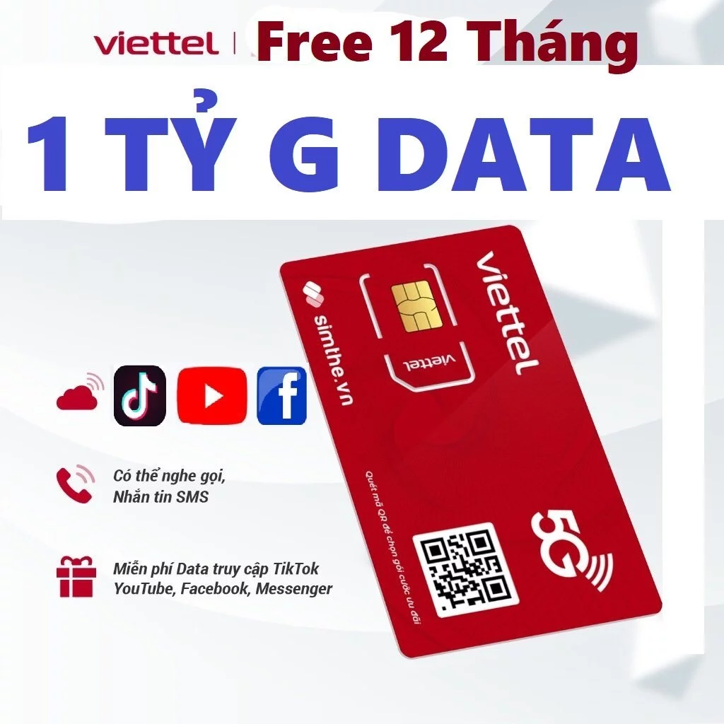 <<DÙNG MIỄN PHÍ>>SIM 3G 4G VIETTEL 12UMAX70 12MXH100 12V90B 1 Tỷ GB/1 THÁNG trọn gói 12 tháng không nạp tiền