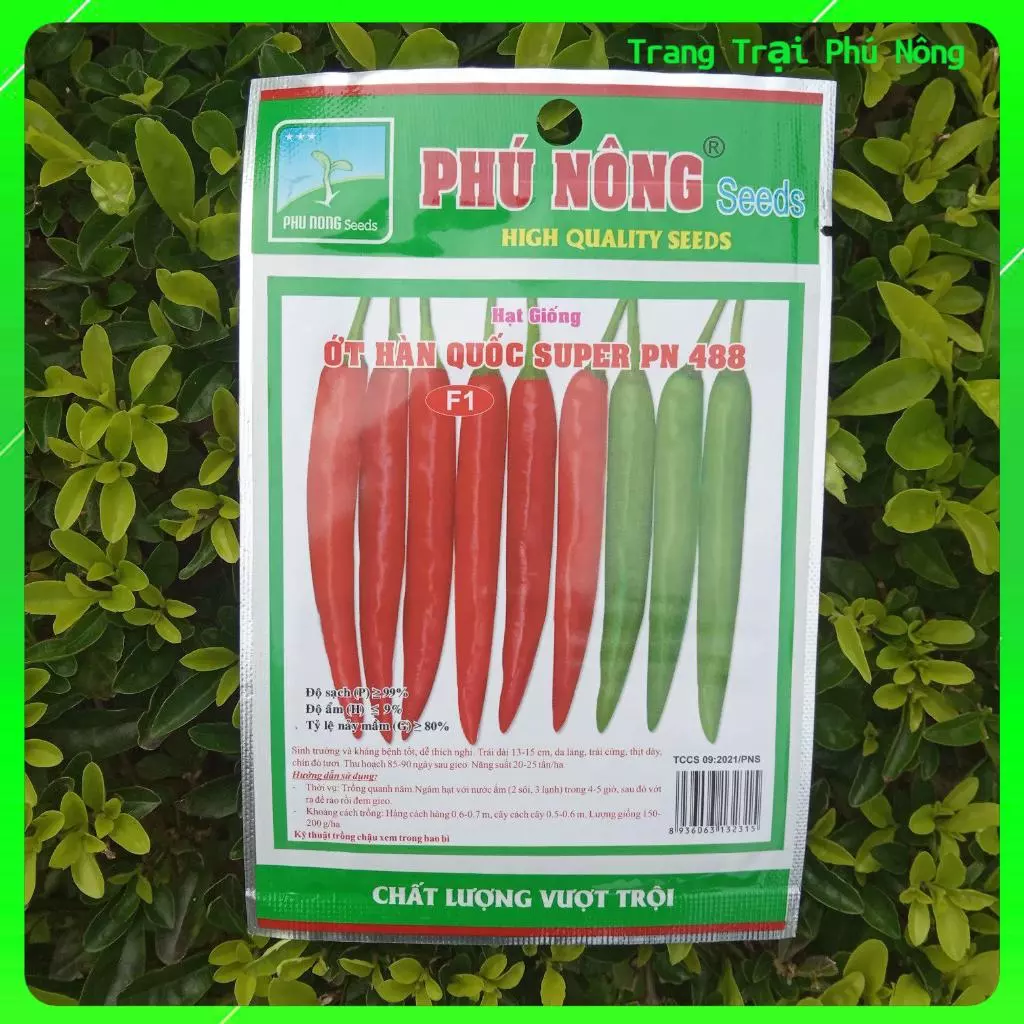 Hạt Giống Ớt Trái Dài Hàn Quốc F1 Super PN-488 Phú Nông - Gói 0.2g