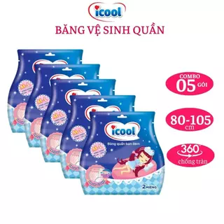 Băng vệ sinh dạng quần ICOOL siêu thấm chống tràn gói 2 miếng {combo 5 gói}