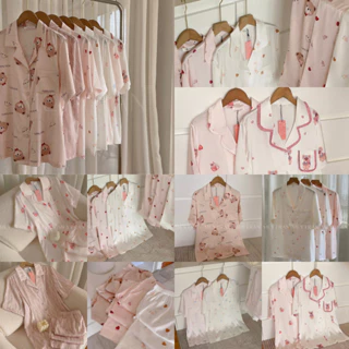 TỔNG HỢP BỘ ĐỒ NGỦ NỮ PYJAMA LỤA TAY NGẮN QUẦN DÀI HOẠT HÌNH DỄ THƯƠNG CUTE CAO CẤP MEY TRẦN