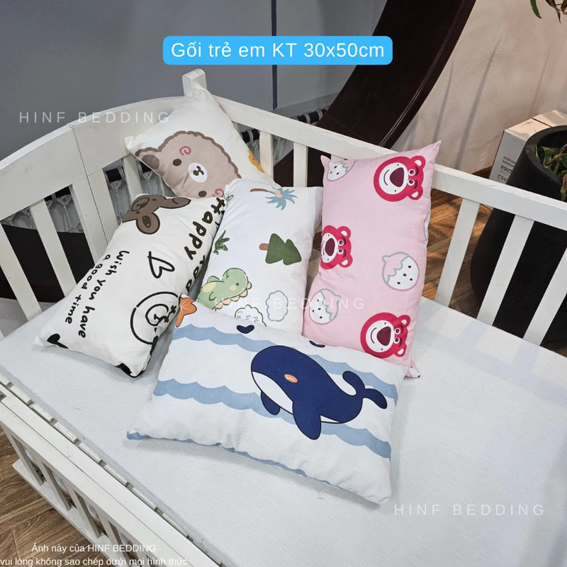 Gối nằm cho bé size 30x50cm hoạ tiết đáng yêu có khoá kéo cho con dùng ở nhà , dùng đi học đi chơi