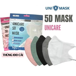 [Thùng 100Cái]  Khẩu trang 5D Uni Mask 3 lớp kháng khuẩn hàng chính hãng