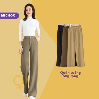 Quần Tây Nữ Suông MICHOO Cạp Cao Phong Cách Công Sở