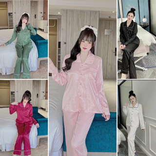 Đồ bộ nữ lụa ngủ pijama dài tay quần dài mặc nhà dễ thương