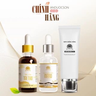 Combo xóa mụn, nám, sẹo rỗ, dưỡng da An Dược Sơn bao gồm Serum Tái tạo 30ml + Serum Nano 30ml + Kem chống nắng 50G