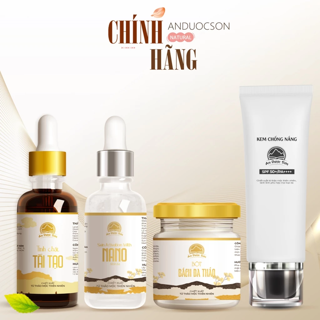 Combo xóa mụn, nám, sẹo rỗ toàn diện An Dược Sơn - Bao gồm 4 sản phẩm