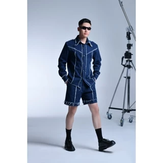 Set áo sơmi jean đậm tay dài và quần Short GUMADE