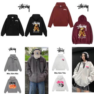 Áo hoodie zip STUSSY khóa kéo nỉ bông siêu dày form rộng ,áo khoác zip stussy nam nữ DEGO