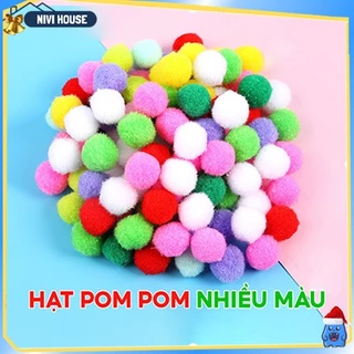 Hạt bông pompom 1-2cm nhiều màu sắc decor cây thông noel,làm đồ handmade trang trí có ship hoả tốc