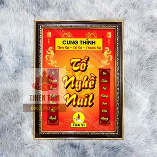 Tranh thờ Tổ Nghề Nail 36x48cm chất liệu vải phủ bóng + khung composite xịn xò