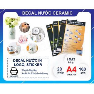 DECAL NƯỚC CERAMIC IN LASER XẤP 20 TỜ  KHỔ A4