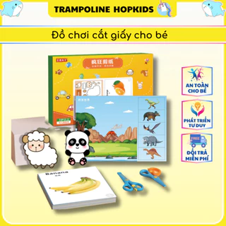 Bộ sản phẩm cắt giấy thủ công Hopkids kèm kéo cho bé đa kĩ năng Tay khéo não tinh: cắt dán, tô màu, gấp giấy origami