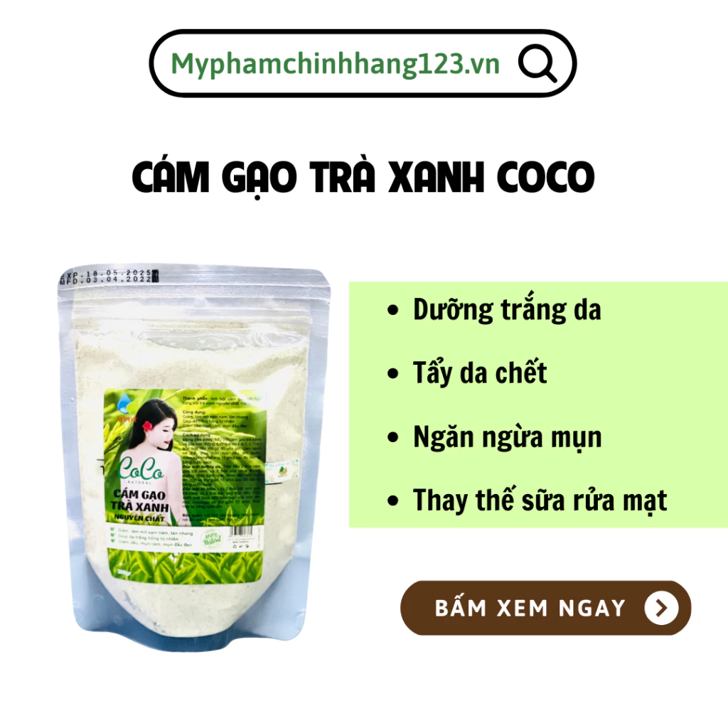 Bột cám gạo trà xanh cô gái đắp mặt,rửa mặt và tắm trắng body chính hãng