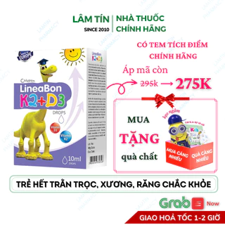 Lineabon K2 D3 chính hãng, bổ sung K2 và vitamin D3  giúp hấp thụ canxi, giảm còi xương, tăng chiều cao