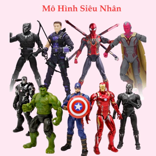 Mô hình siêu nhân đồ chơi siêu anh hùng avenger có đèn xoay khớp phát sáng đỏ nhựa an toàn cao cấp