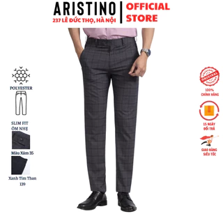 Quần tây nam công sở Aristino ATR01502 form âu Slim Fit Ôm Nhẹ chất Polyester cao cấp đứng dáng kẻ caro 2 màu lựa chọ