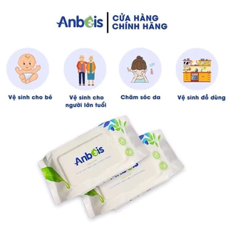 COMBO 10 Gói Khăn Uớt Không Mùi ANBEIS organic Hộp 100 Tờ Cho Bé