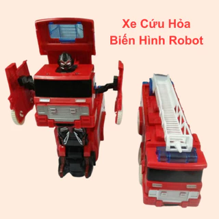 Đồ Chơi Xe Cứu Hỏa Biến Hình Robot Di Chuyển Tránh Vật Cản Phát Sáng Phát Nhạc Vui Nhộn