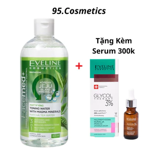 Nước Hoa Hồng Eveline Kiềm Dầu 400ml-Toner Với Khoáng Chất Magma Facemed Giúp Cân Bằng Độ Ẩm Của Da