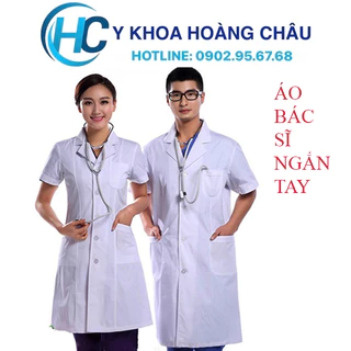 Áo bác sĩ ngắn tay màu trắng | Áo blouse trắng, áo khoác blu bác sĩ