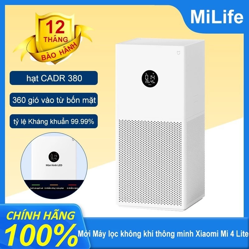 Máy lọc không khí Xiaomi 3C /4 Lite / 4 Pro phiên bản quốc tế, hiệu quả lọc bụi 99.99%, màn hình LED - Hàng chính hãng