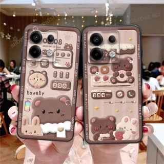 Ốp lưng Xiaomi Redmi Note 13 / Redmi Note 13 Pro 5G in họa tiết caro, mẫu gấu cực đáng yêu / ốp gấu cute giá rẻ siêu bền