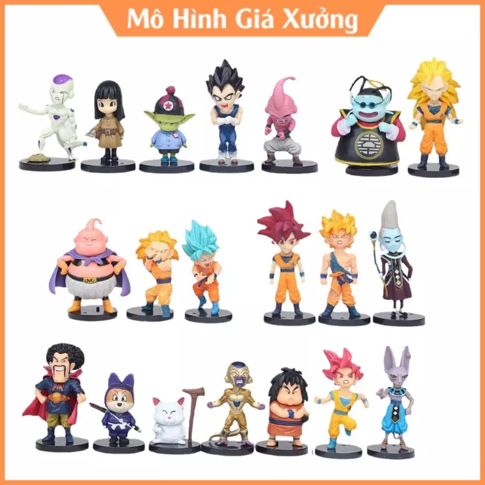 Mô hình DragonBall Bộ 20 nhân Vật Chibi Dragon ball - Cao 6-8cm - nặng 400gram - Dragon Ball - no box , bọc túi opp