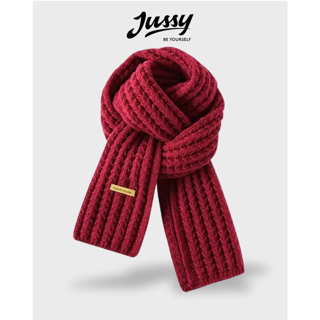 Khăn Choàng Cổ Nam Nữ Tag HAND MADE Jussy Official Chất Len Dệt Kim Dày Ấm Áp Dài 185x25cm Nhiều Màu Hot Trend Unisex