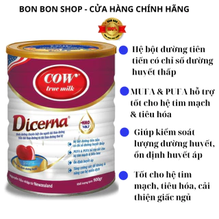 SỮA COW TRUE MILK DICERNA - 900G - DINH DƯỠNG CHUYÊN BIỆT CHO NGƯỜI TIỂU ĐƯỜNG, CHÍNH HÃNG, DATE MỚI NHẤT, ĂN NGỦ TỐT