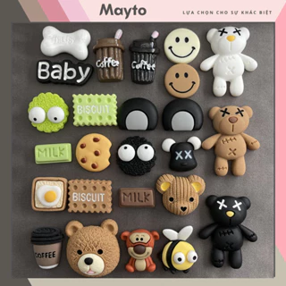 Sticker, Charm 3D chủ đề cafe DIY Mayto nhựa cứng gắn Dép Cross, Dép Sục, Cá Sấu JB-80