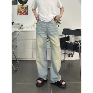 QUẦN BAGGY JEANS ỐNG RỘNG XANH SKY FORM TO UNISEX NAM NỮ (hình chụp thật) ms 1116