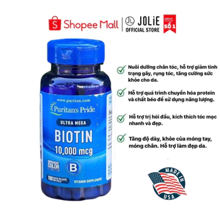 Viên uống bổ sung mọc tóc, giảm rụng tóc BIOTIN PURITAN PRIDE 100 viên