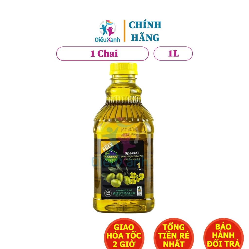 [ 1 Chai] Dầu Ăn Olive Hoa Cải KanKoo 1L - Nhập Khẩu Úc